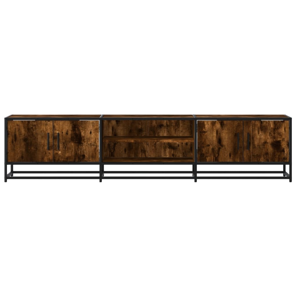 Meuble TV en chêne fumé 180x35x41 cm matériau bois