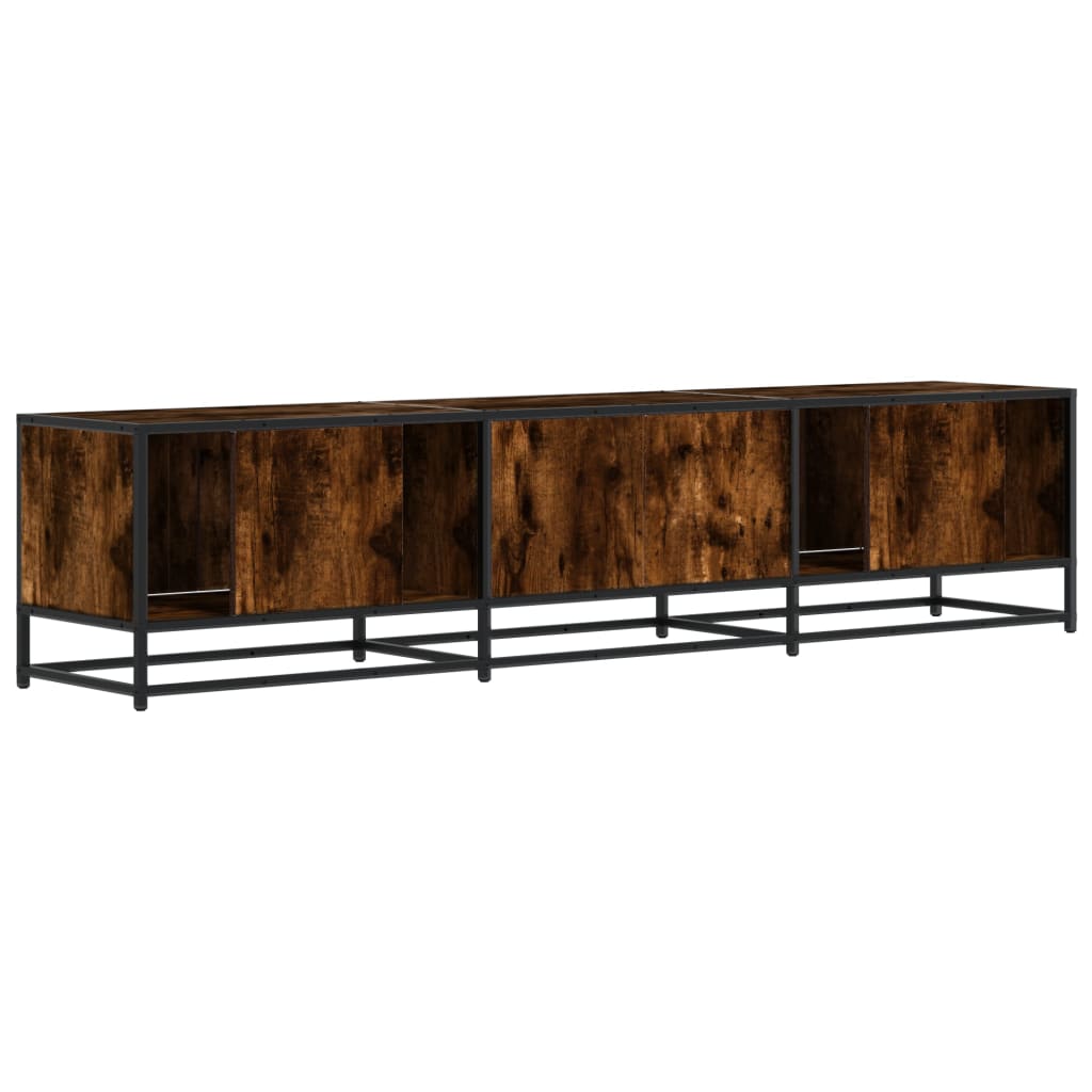 Meuble TV en chêne fumé 180x35x41 cm matériau bois