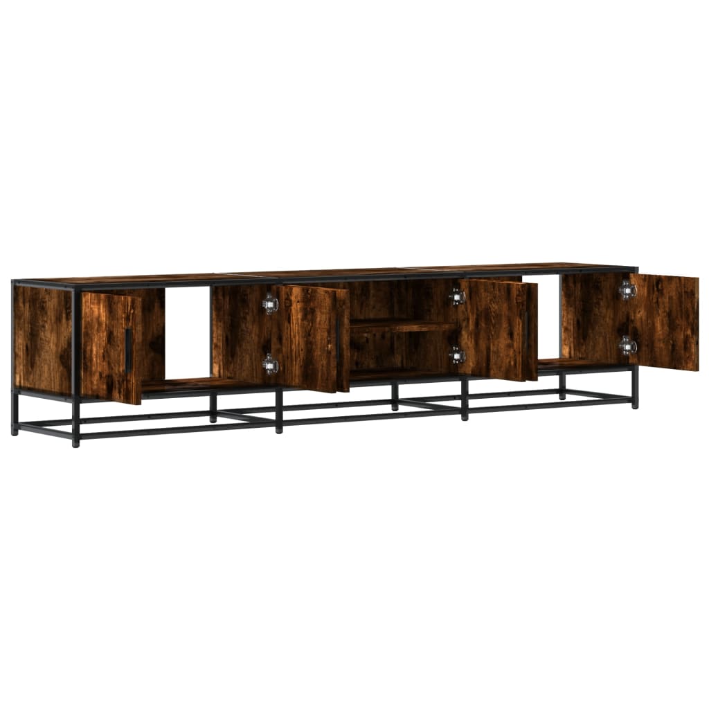 Meuble TV en chêne fumé 180x35x41 cm matériau bois