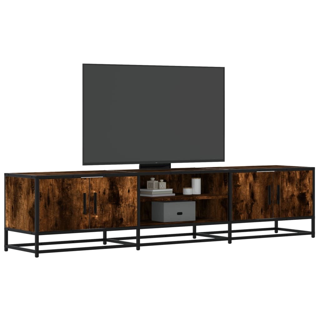 Meuble TV en chêne fumé 180x35x41 cm matériau bois