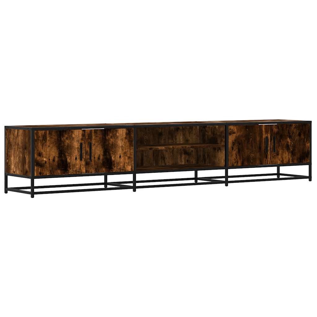 Meuble TV en chêne fumé 210x35x41 cm matériau à base de bois