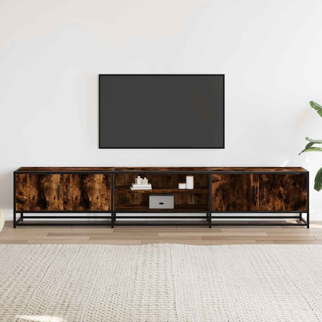 Meuble TV en chêne fumé 210x35x41 cm matériau à base de bois
