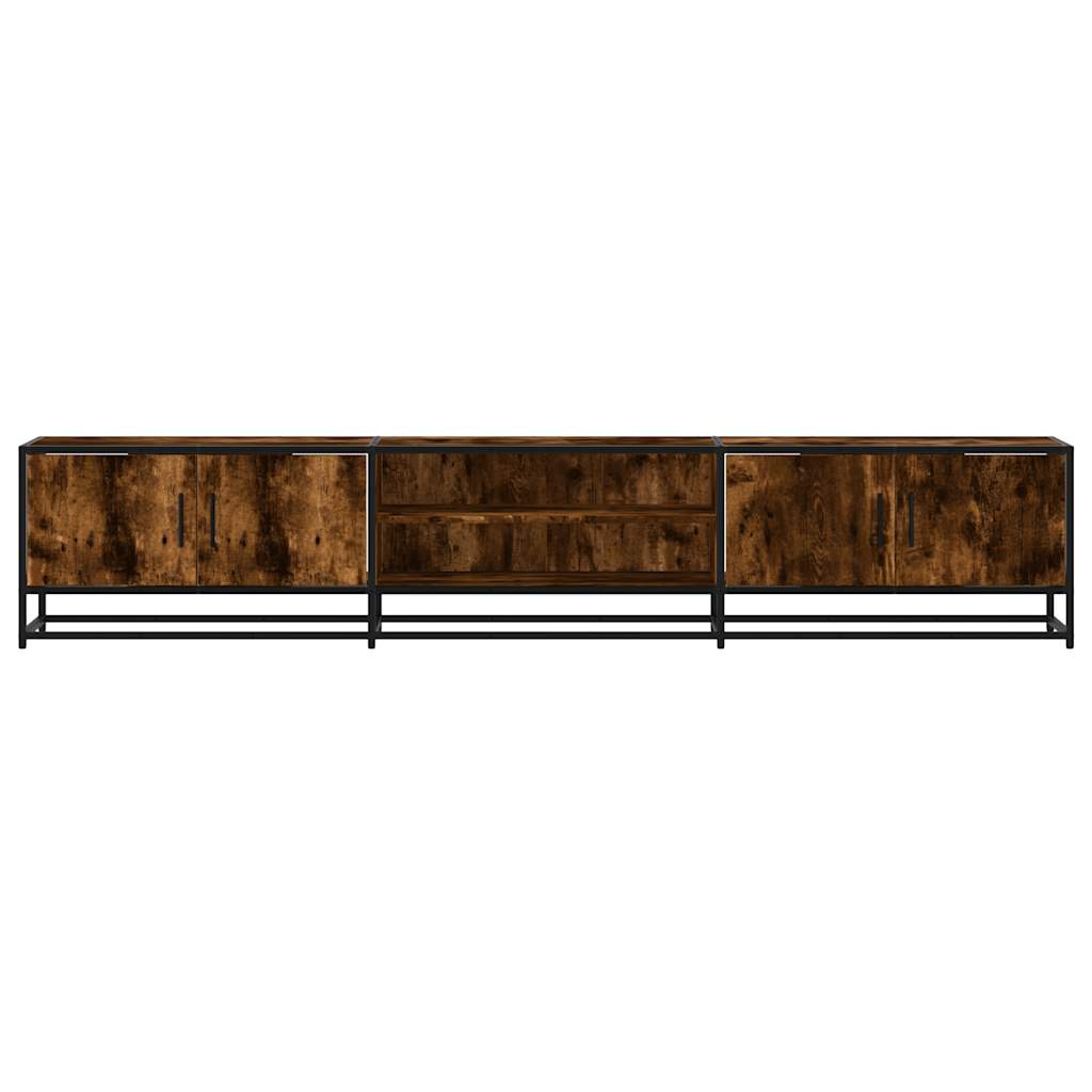 Meuble TV en chêne fumé 210x35x41 cm matériau à base de bois