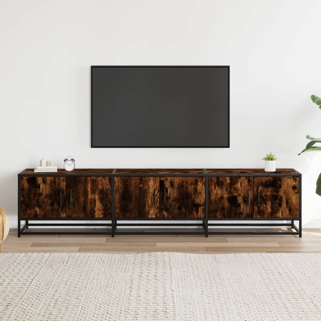 Meuble TV en chêne fumé 180x35x41 cm matériau bois