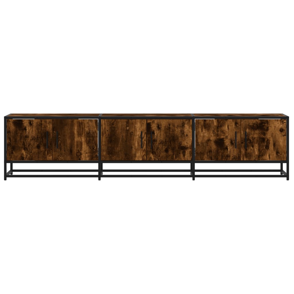 Meuble TV en chêne fumé 180x35x41 cm matériau bois