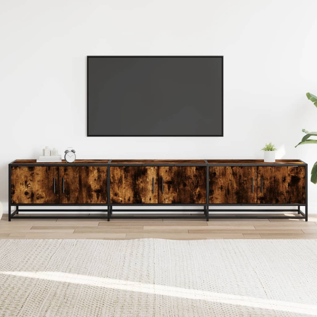 Meuble TV en chêne fumé 210x35x41 cm matériau à base de bois