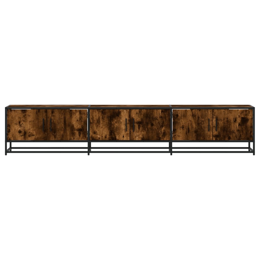 Meuble TV en chêne fumé 210x35x41 cm matériau à base de bois