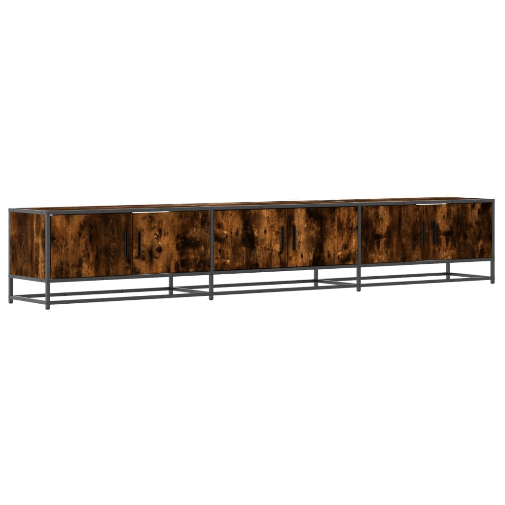 Meuble TV en chêne fumé 240x35x41 cm matériau à base de bois