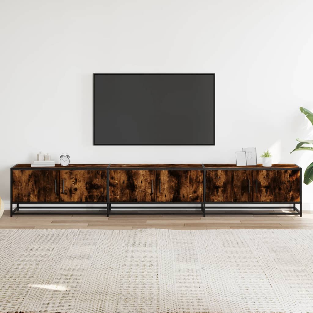 Meuble TV en chêne fumé 240x35x41 cm matériau à base de bois