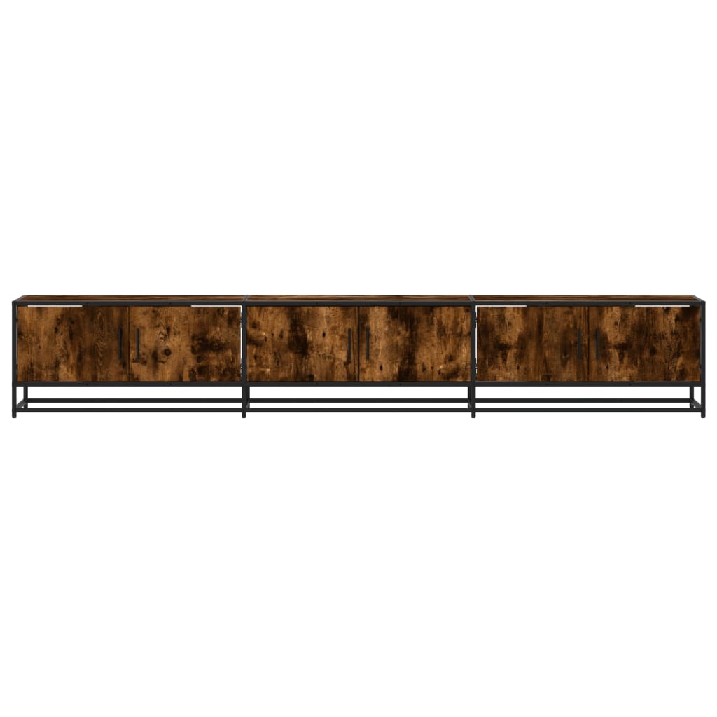 Meuble TV en chêne fumé 240x35x41 cm matériau à base de bois