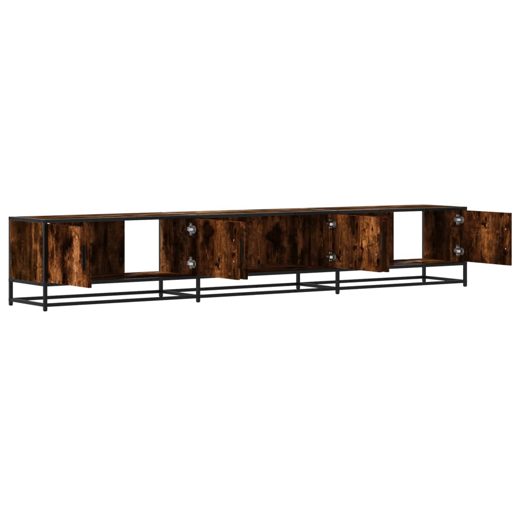 Meuble TV en chêne fumé 240x35x41 cm matériau à base de bois