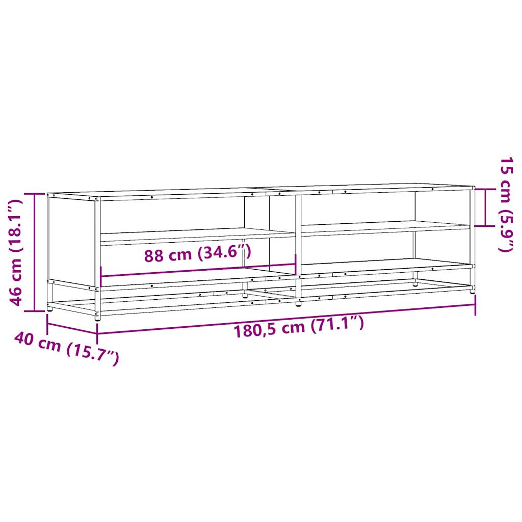 Meuble TV en chêne fumé 180,5x40x46 cm matériau à base de bois