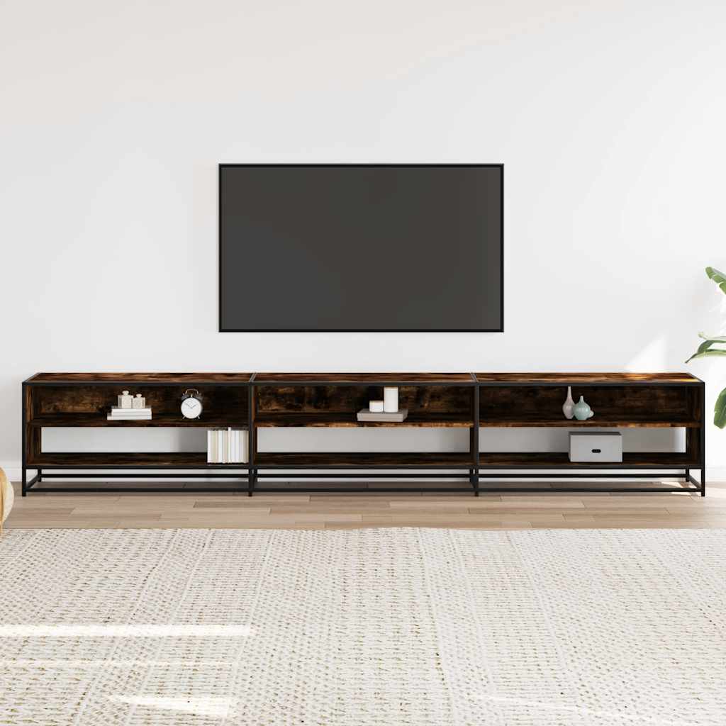 Meuble TV en chêne fumé 270x40x46 cm matériau à base de bois