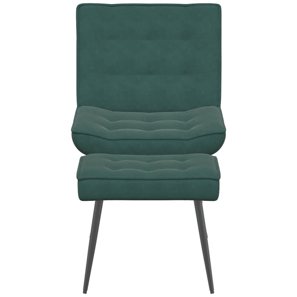 Fauteuil relax avec tabouret en velours vert foncé