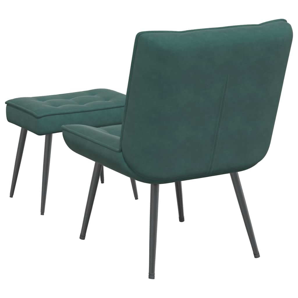 Fauteuil relax avec tabouret en velours vert foncé