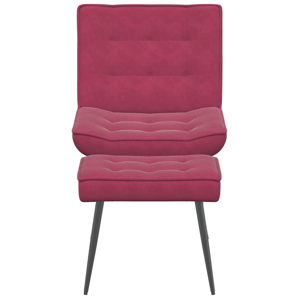 Relaxing chair with stool wine red velvet