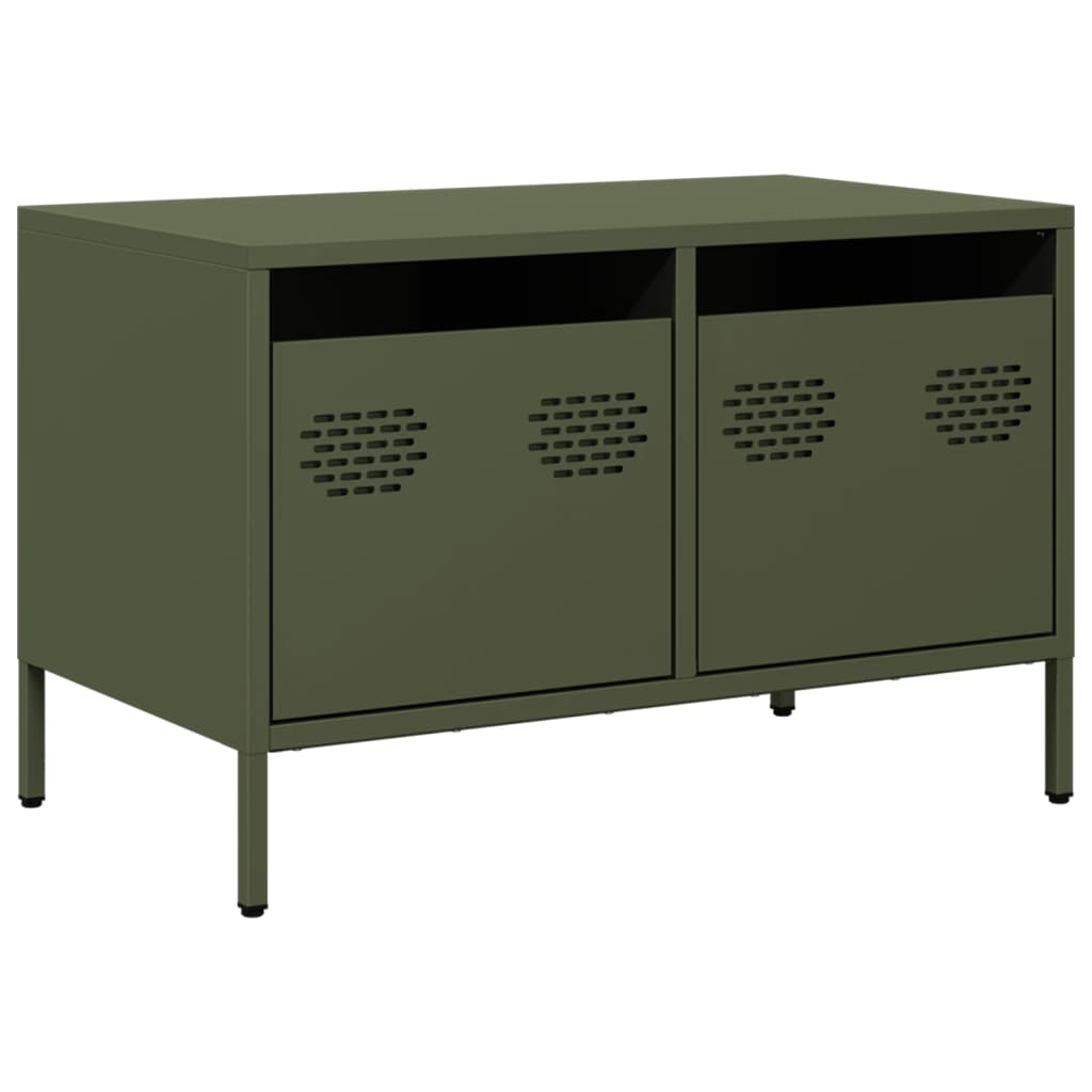 Meuble TV vert olive 68x39x43,5 cm Acier laminé à froid