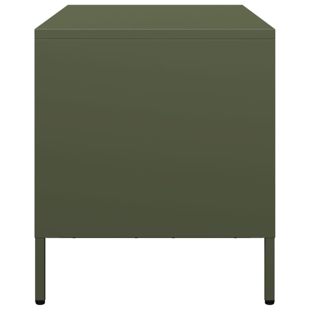 Meuble TV vert olive 68x39x43,5 cm Acier laminé à froid