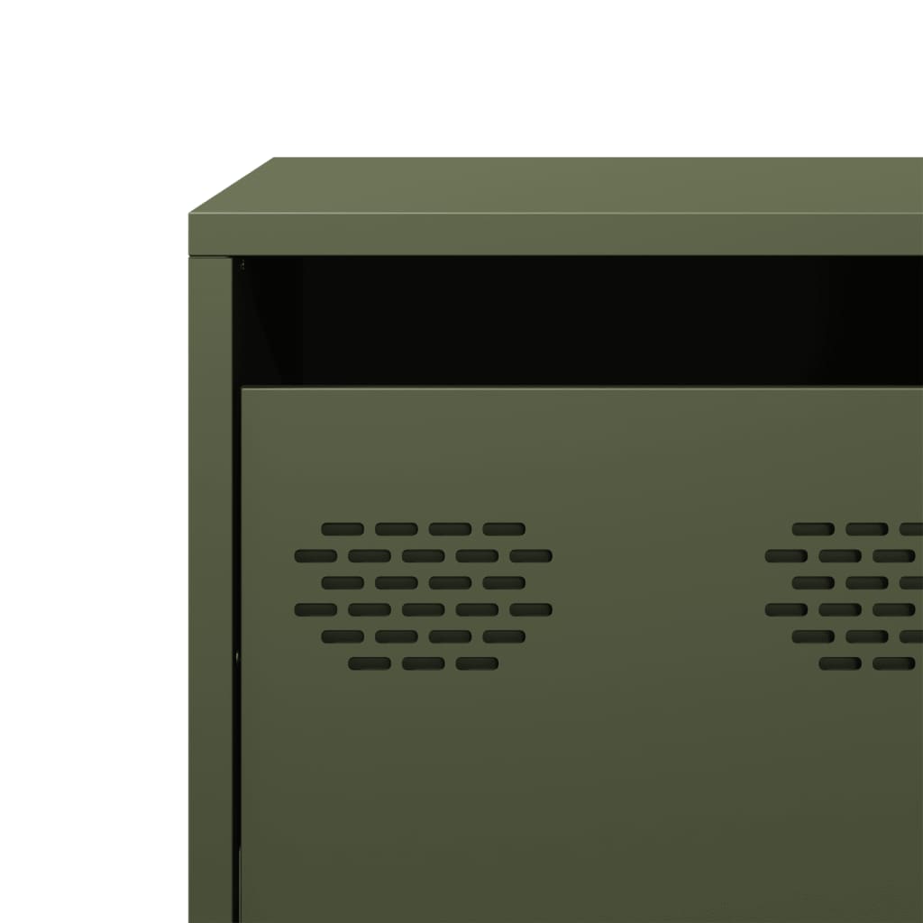 Meuble TV vert olive 68x39x43,5 cm Acier laminé à froid