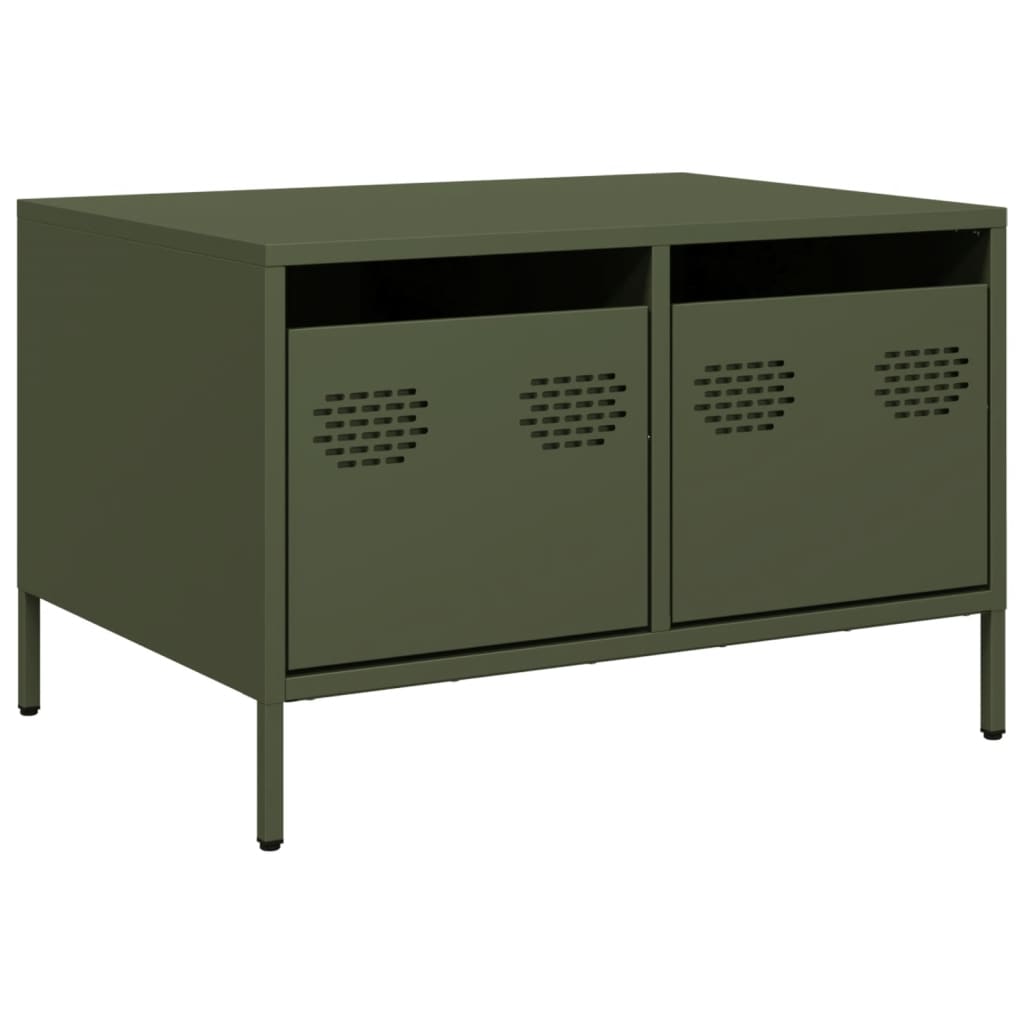 Meuble TV vert olive 68x50x43,5 cm Acier laminé à froid