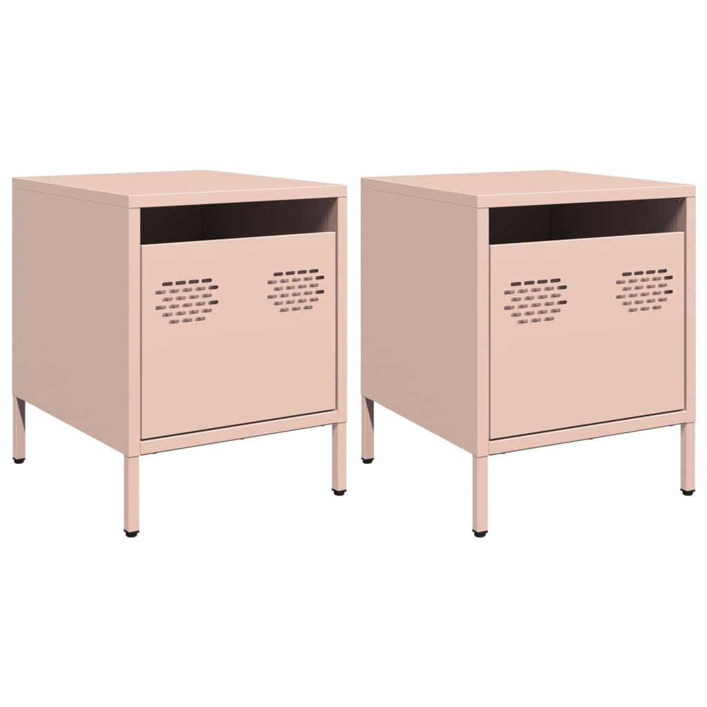 Tables de chevet 2 pcs. Rose 35x39x43,5 cm en acier