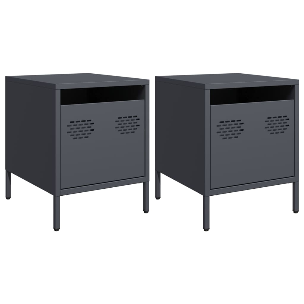 Bedside tables 2 pcs. Anthracite 35x39x43.5 cm steel