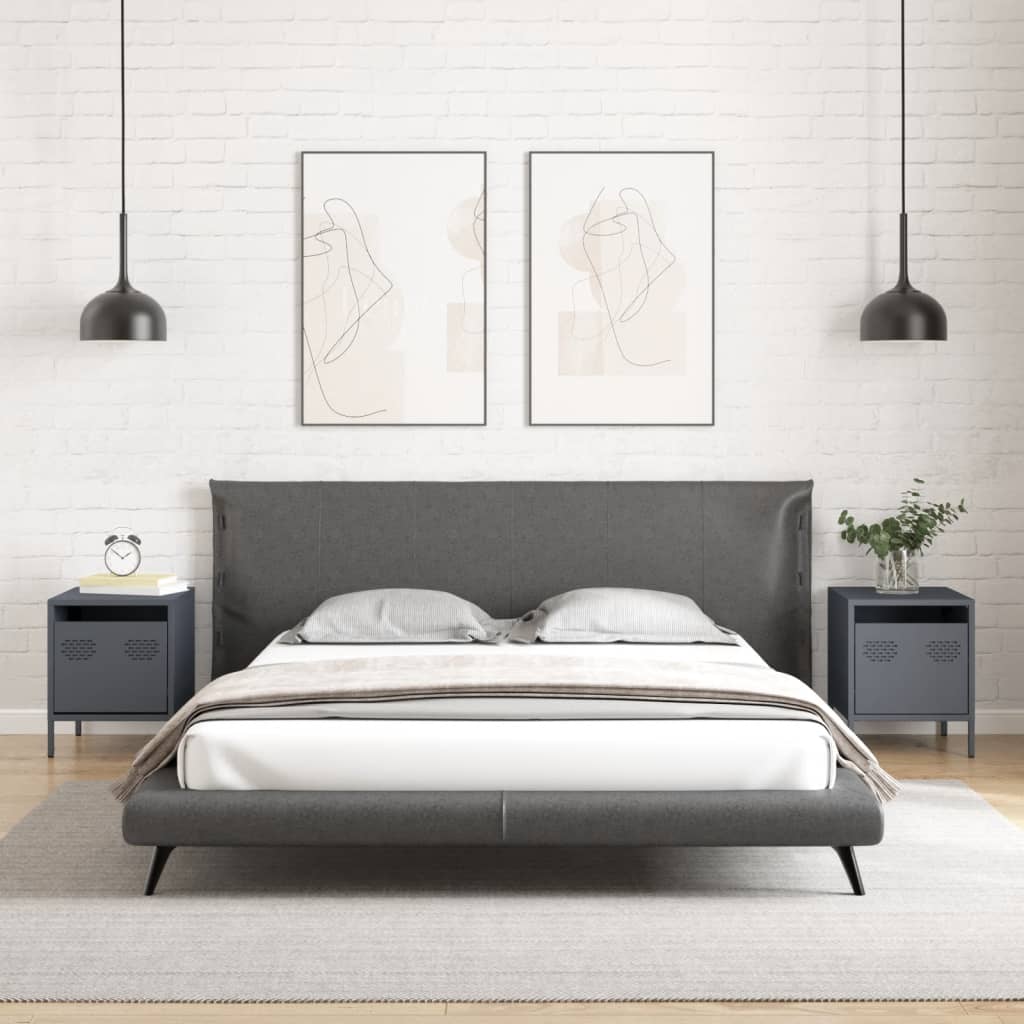 Bedside tables 2 pcs. Anthracite 35x39x43.5 cm steel