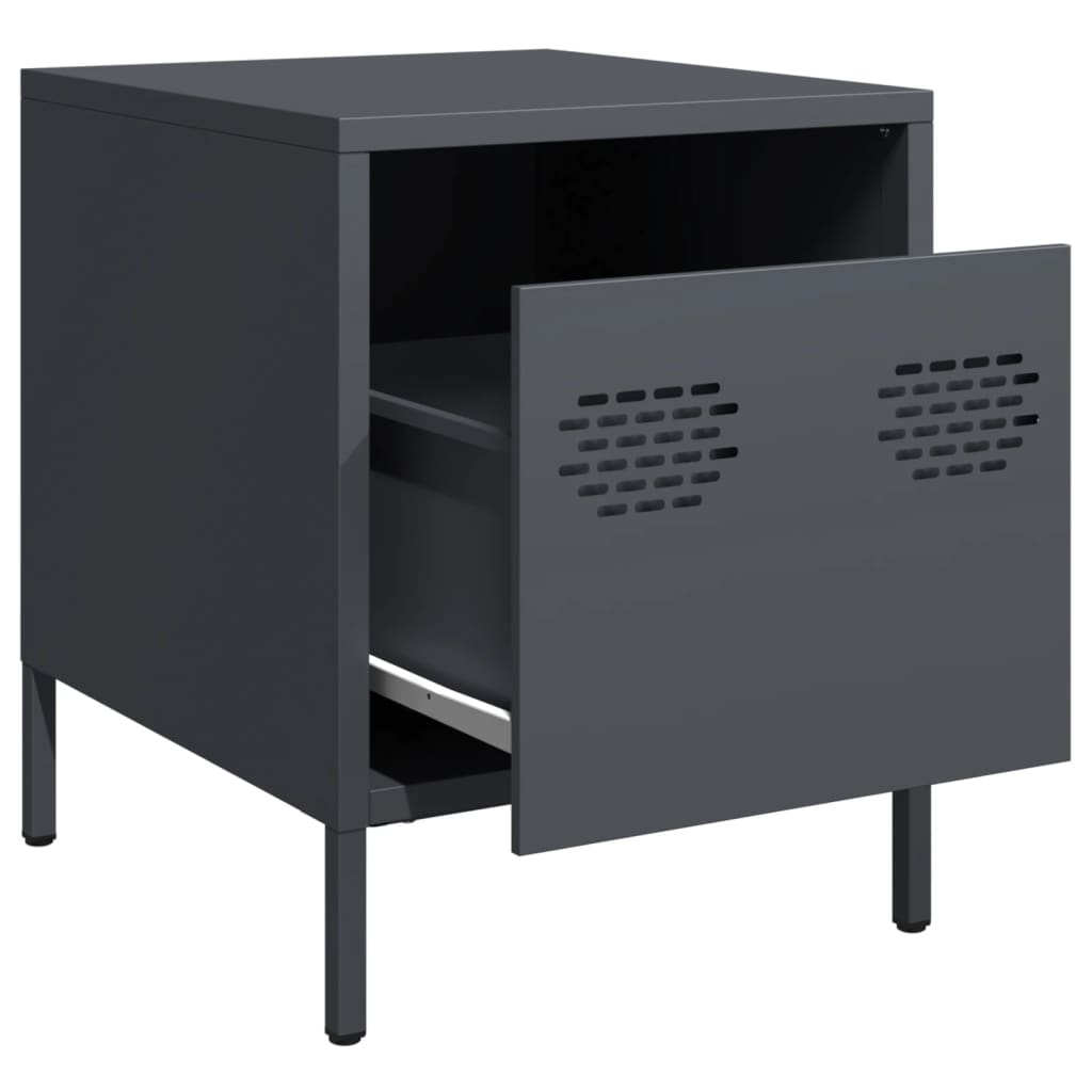 Bedside tables 2 pcs. Anthracite 35x39x43.5 cm steel