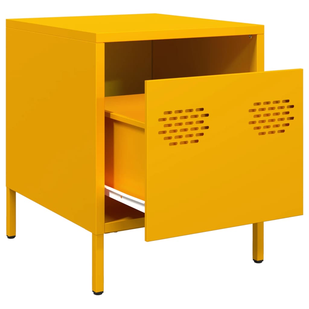 Tables de chevet 2 pcs. Jaune moutarde 35x39x43,5 cm en acier