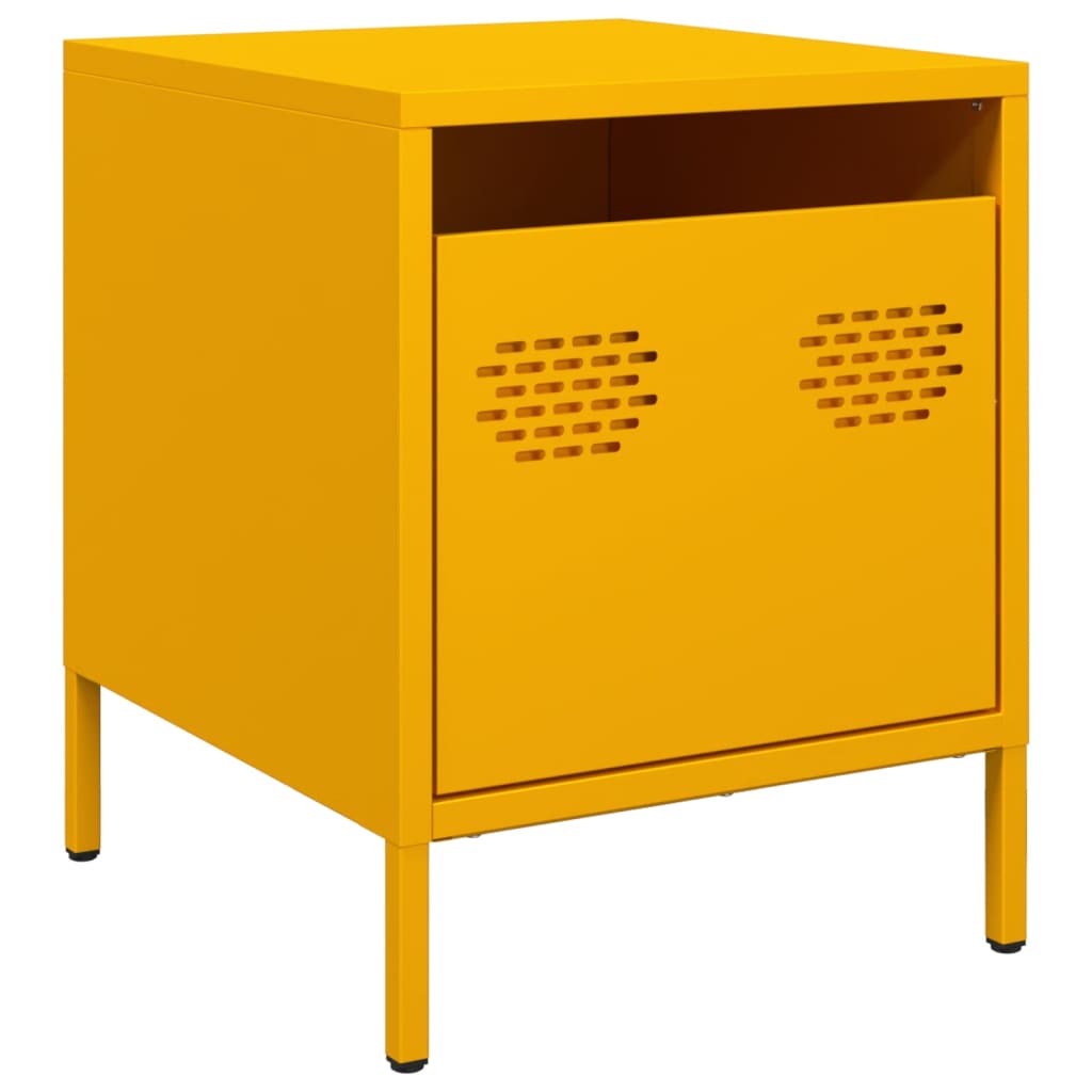 Tables de chevet 2 pcs. Jaune moutarde 35x39x43,5 cm en acier
