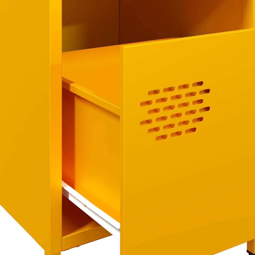 Tables de chevet 2 pcs. Jaune moutarde 35x39x43,5 cm en acier