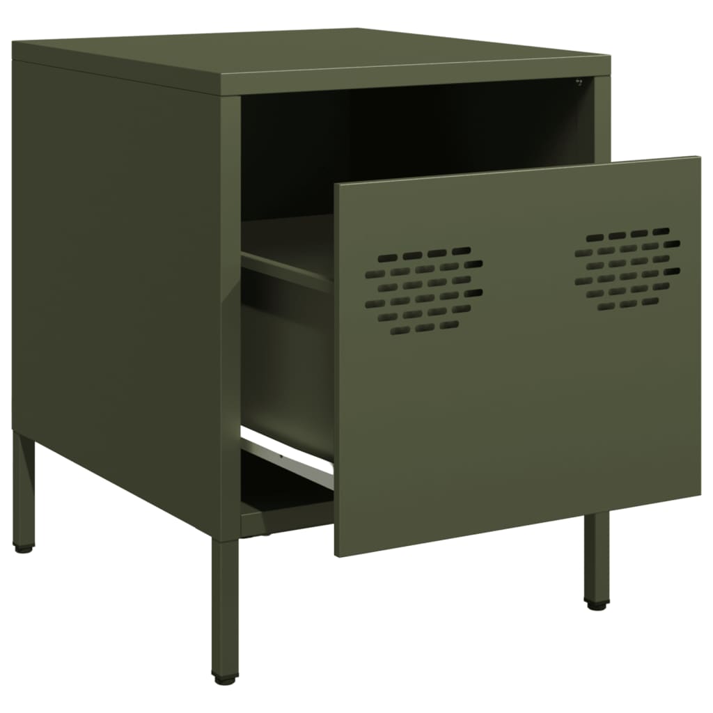 Bedside tables 2 pcs. Olive green 35x39x43.5 cm steel