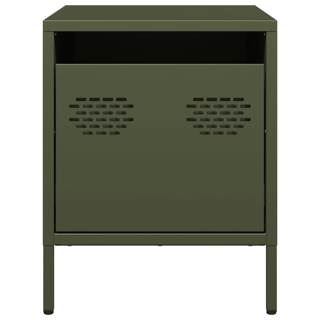 Bedside tables 2 pcs. Olive green 35x39x43.5 cm steel
