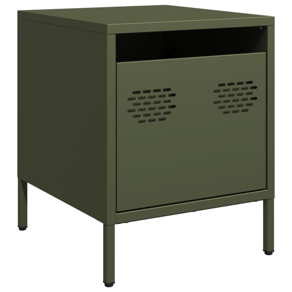 Bedside tables 2 pcs. Olive green 35x39x43.5 cm steel