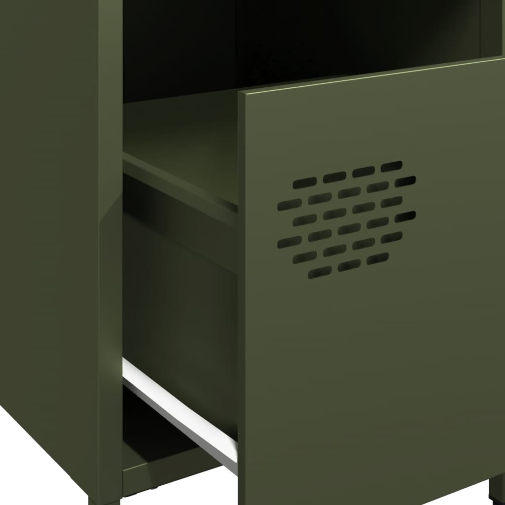 Bedside tables 2 pcs. Olive green 35x39x43.5 cm steel