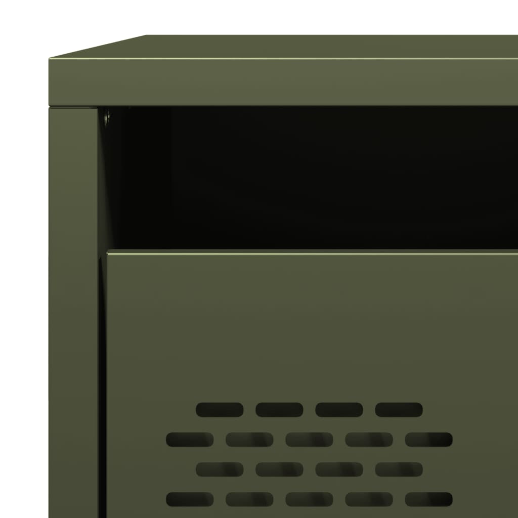 Bedside tables 2 pcs. Olive green 35x39x43.5 cm steel