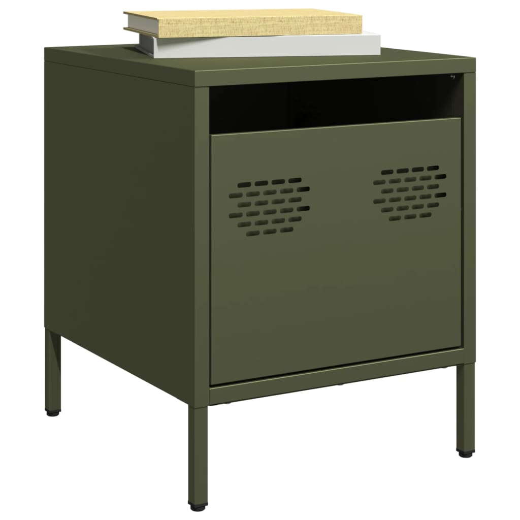 Bedside tables 2 pcs. Olive green 35x39x43.5 cm steel