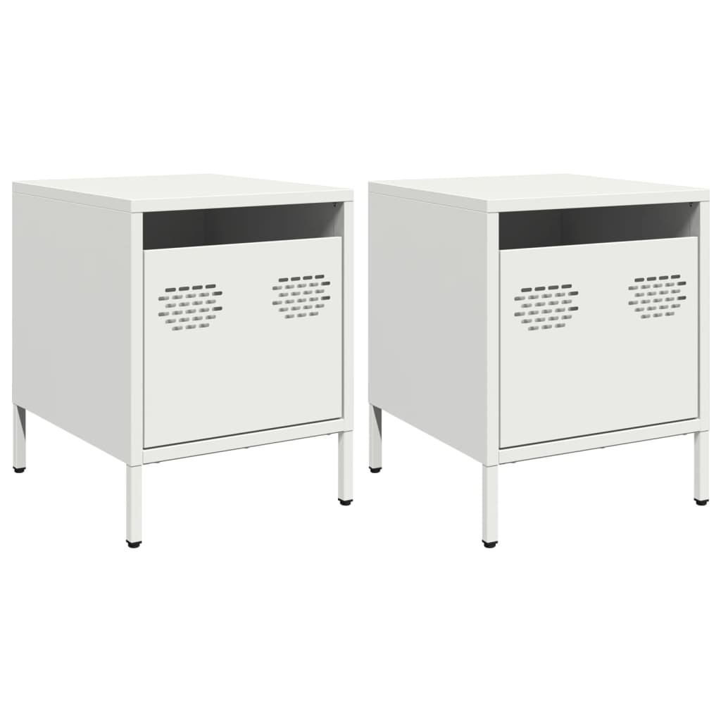 Tables de chevet 2 pcs. Blanc 35x39x43,5 cm en acier