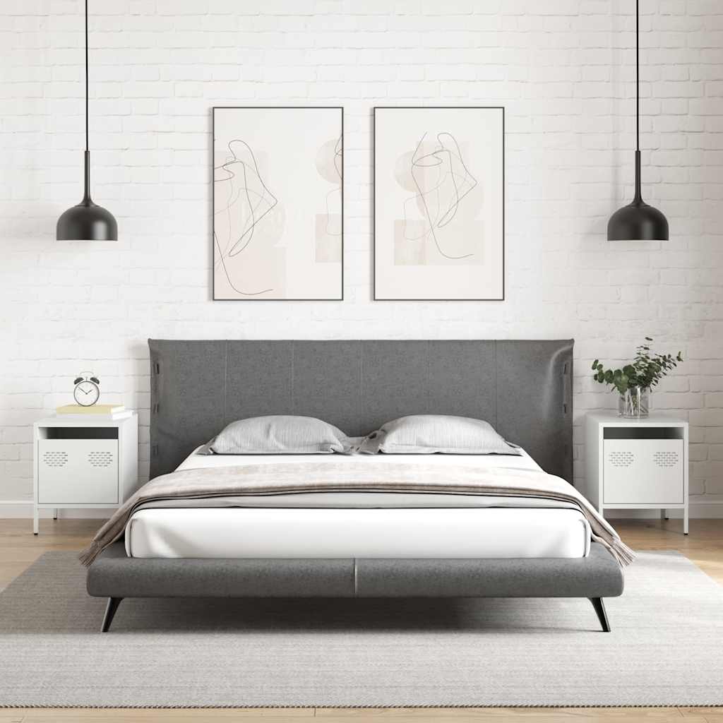 Tables de chevet 2 pcs. Blanc 35x39x43,5 cm en acier