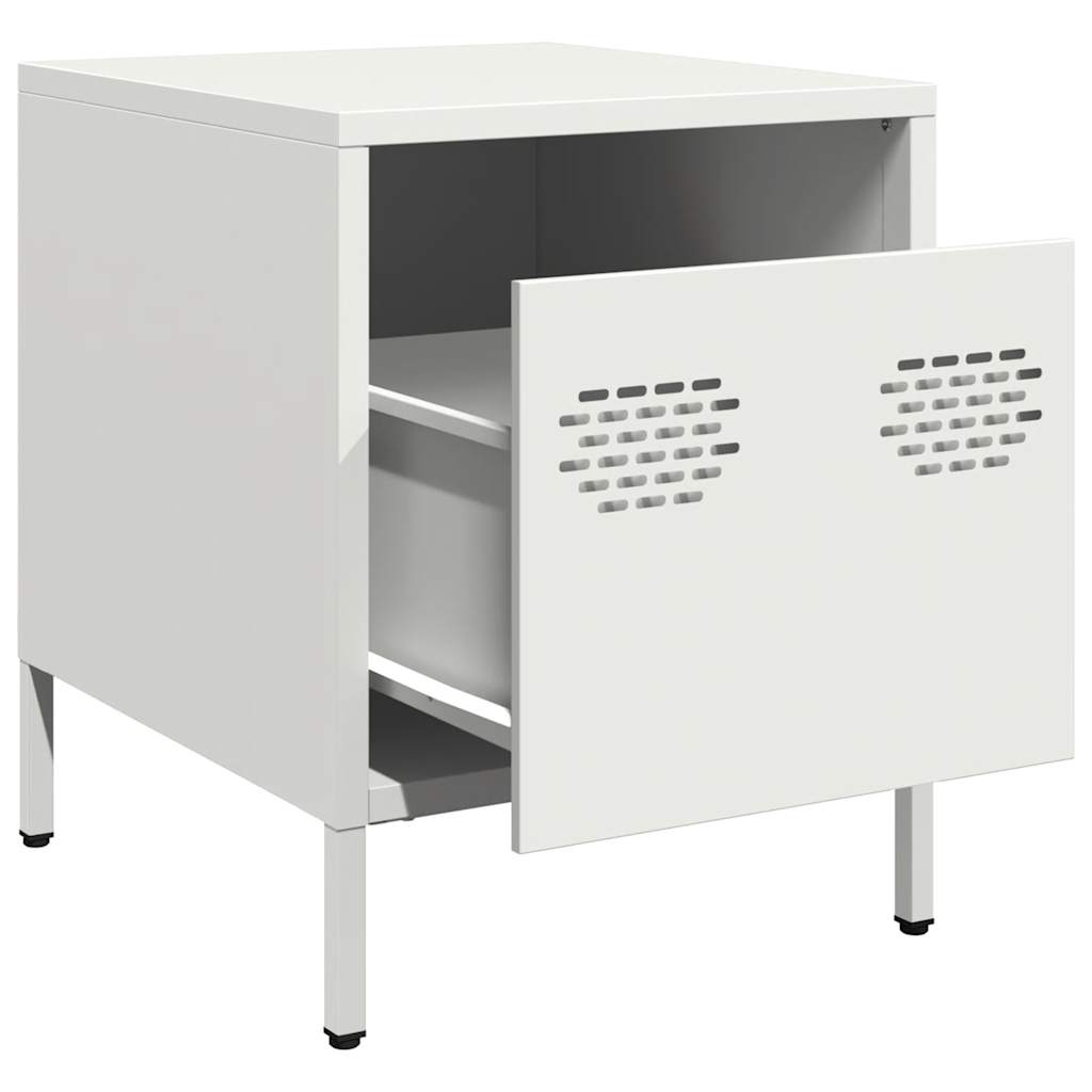 Tables de chevet 2 pcs. Blanc 35x39x43,5 cm en acier