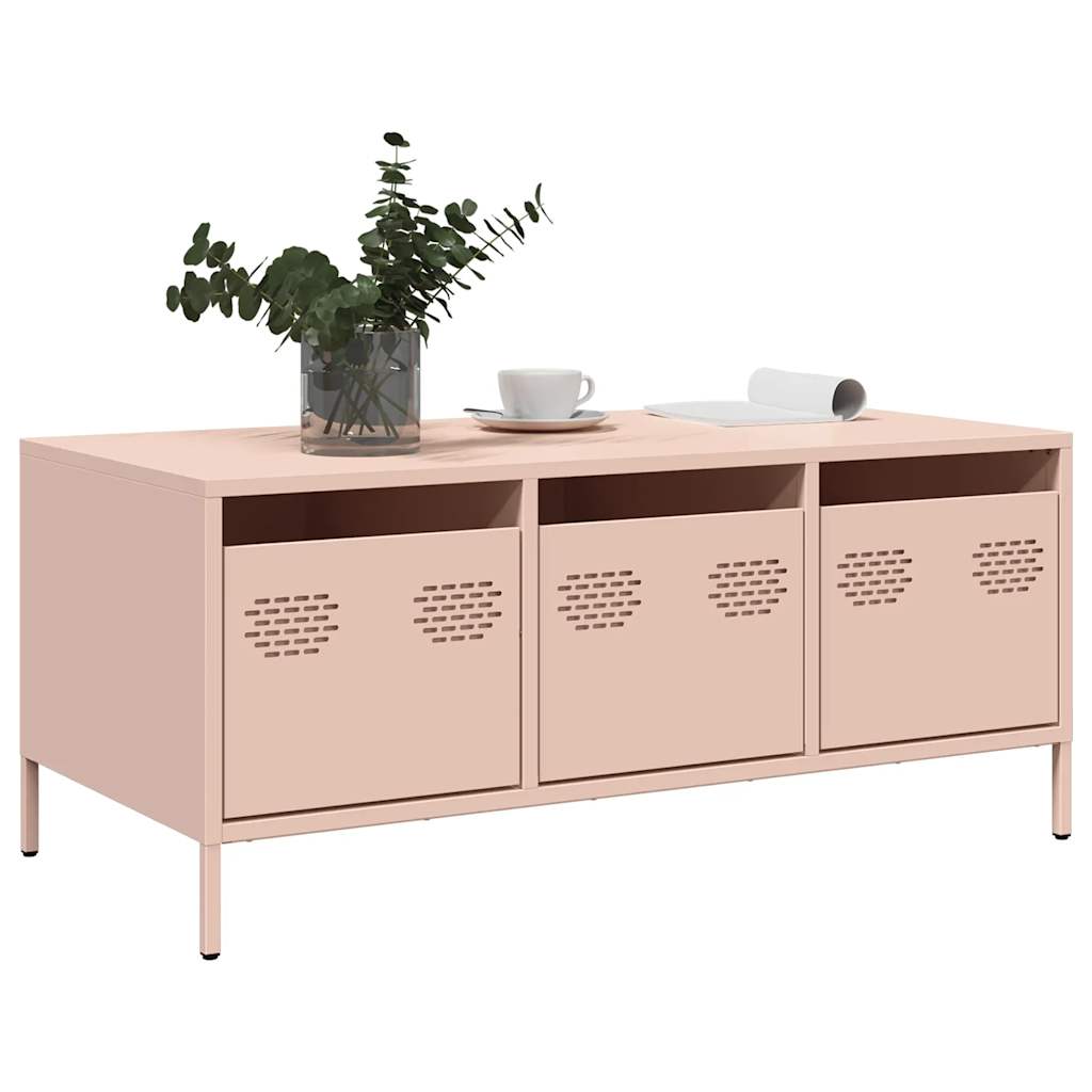 Coffee Table Pink 101.5x50x43.5 cm Cold-rolled steel