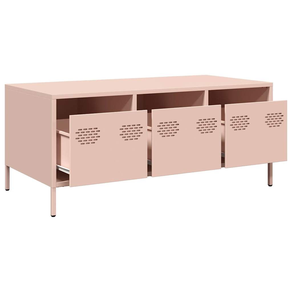 Coffee Table Pink 101.5x50x43.5 cm Cold-rolled steel