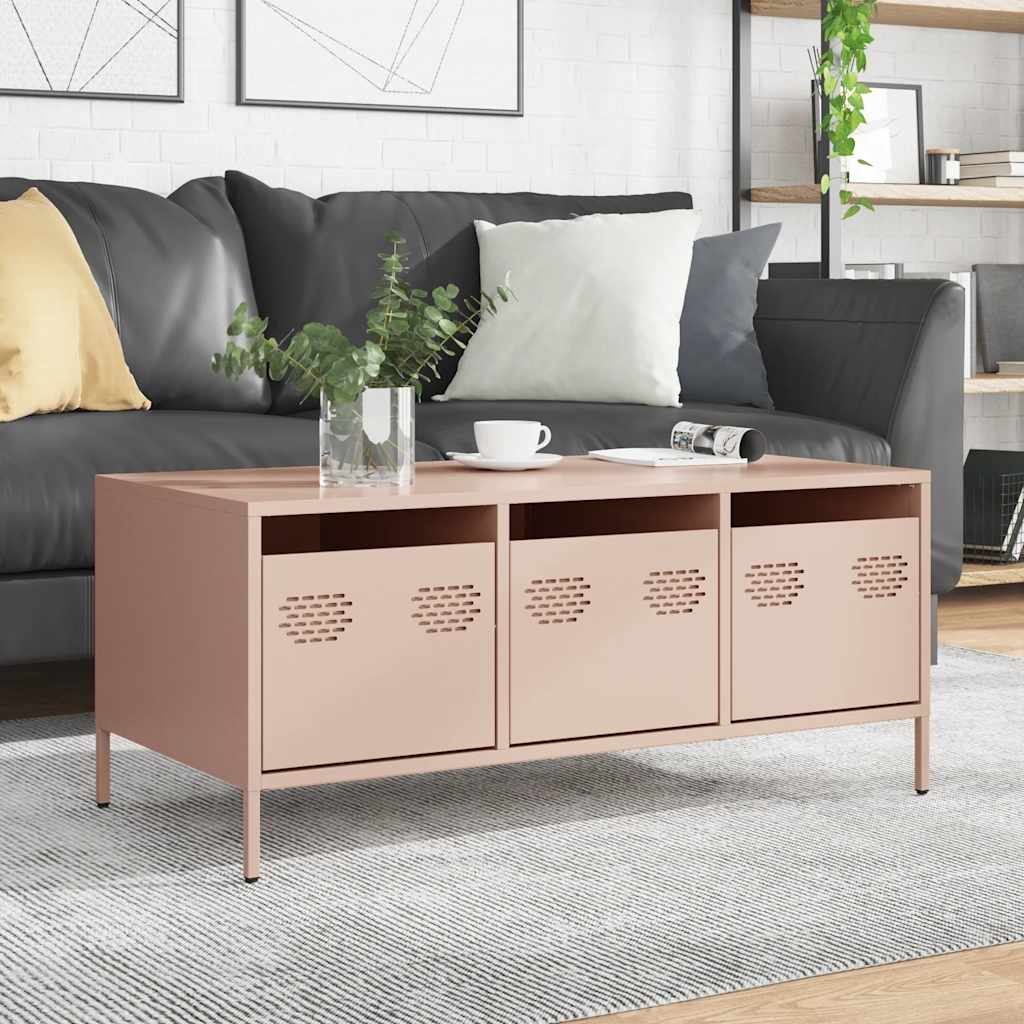 Coffee Table Pink 101.5x50x43.5 cm Cold-rolled steel