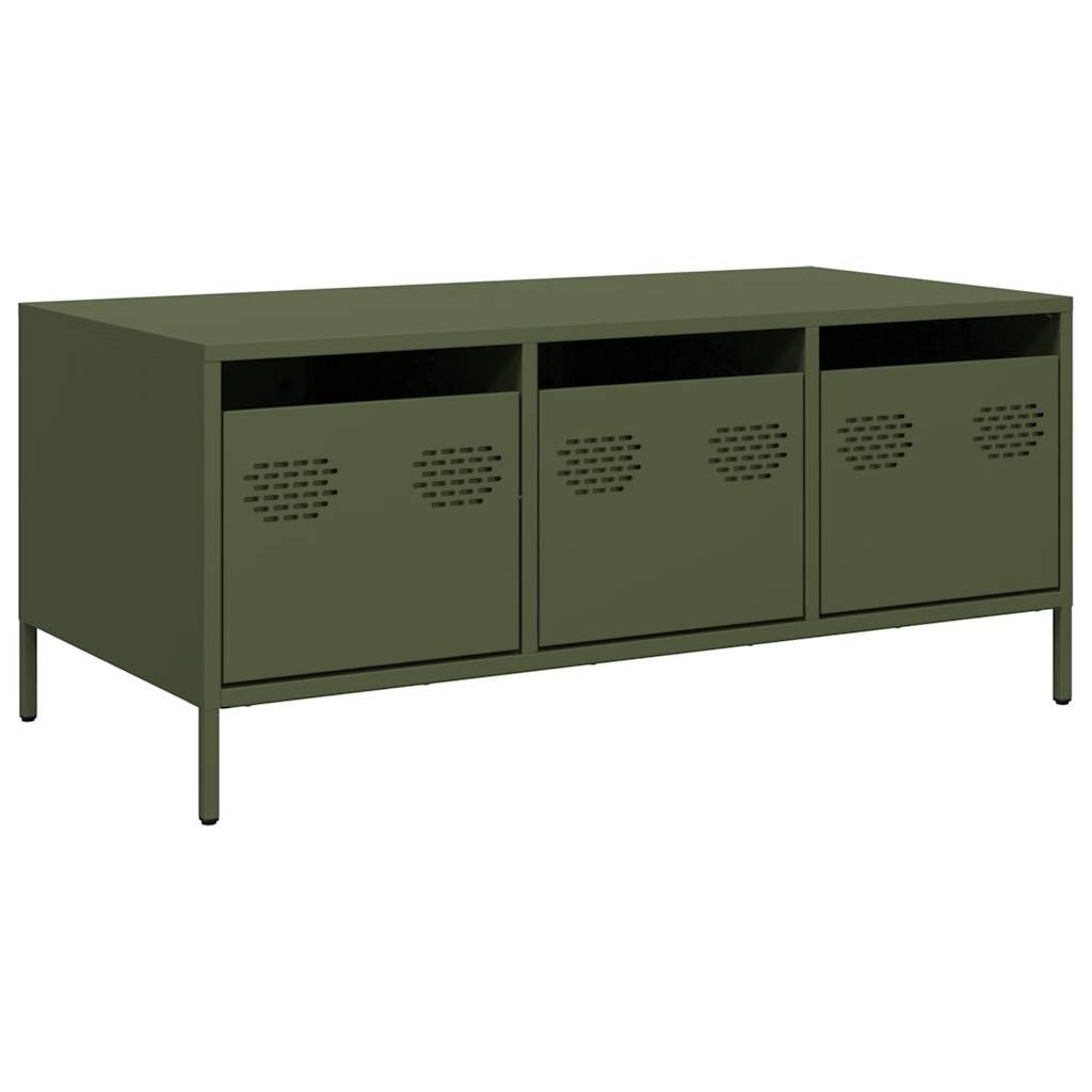 Coffee Table Olive Green 101.5x50x43.5 cm Cold-rolled steel