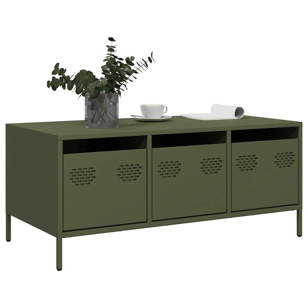 Coffee Table Olive Green 101.5x50x43.5 cm Cold-rolled steel