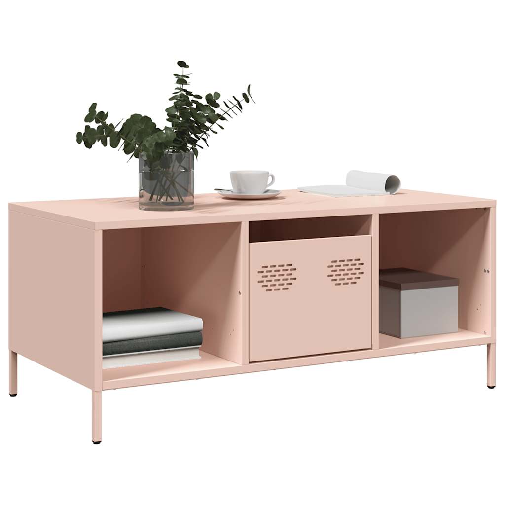 Coffee Table Pink 101.5x50x43.5 cm Cold-rolled steel