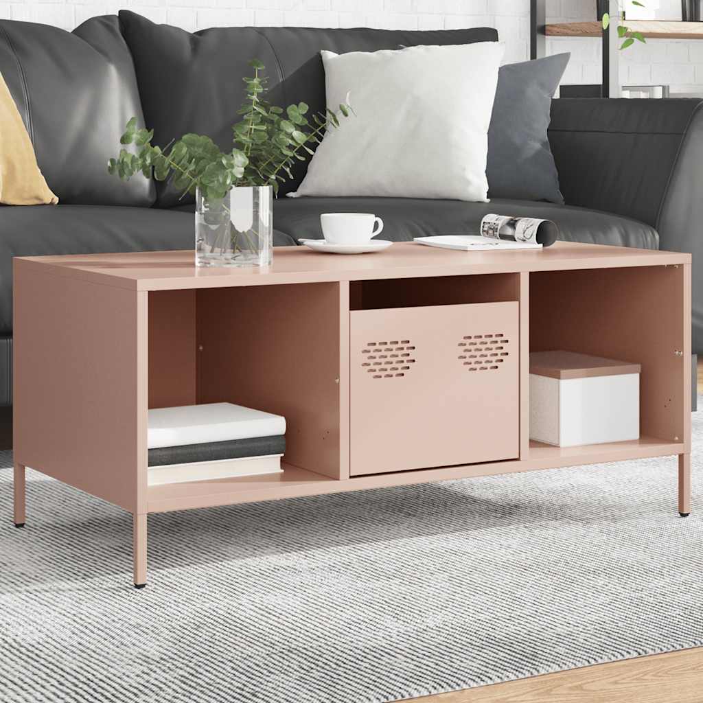 Coffee Table Pink 101.5x50x43.5 cm Cold-rolled steel