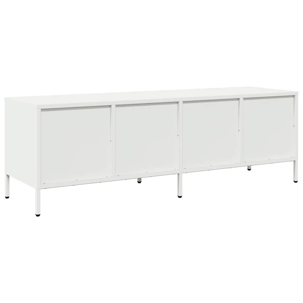 Meuble TV blanc 135x39x43,5 cm en acier laminé à froid