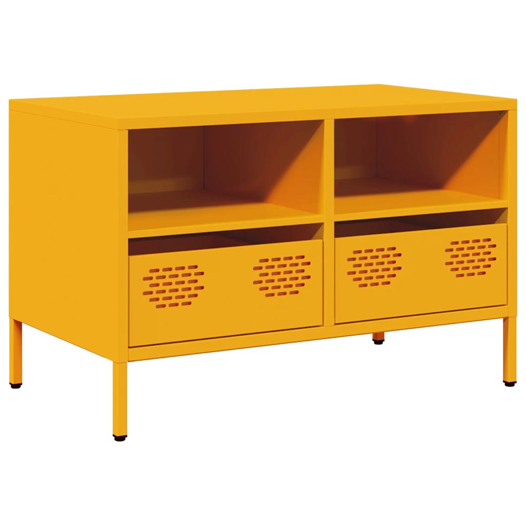 Meuble TV jaune moutarde 68x39x43,5 cm Acier laminé à froid