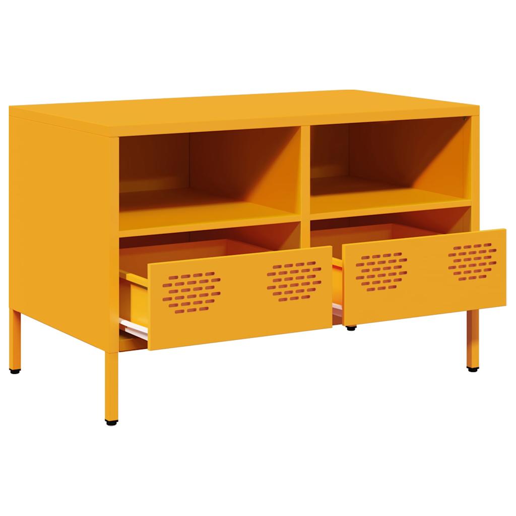 Meuble TV jaune moutarde 68x39x43,5 cm Acier laminé à froid